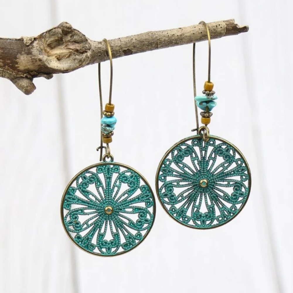 Brushed Bronze Bohemian Style Earrings